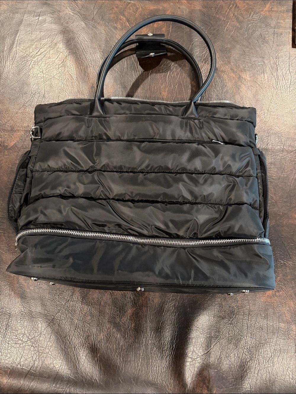 Black Quilted Travel Tote Bag - Lightweight Women's Carryall new no tags